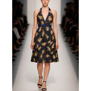 Laundry by Shelli Segal Halter Dress Feather Y2K Babydoll 6 Fairycore VTG Silk